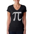 thumbnail image 1 of LA Pop Art Women's Word Art V-Neck T-Shirt - THE FIRST 100 DIGITS OF PI, 1 of 2