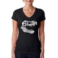 thumbnail image 1 of LA Pop Art Women's Word Art V-Neck T-Shirt - TREX, 1 of 2