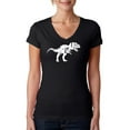 thumbnail image 1 of LA Pop Art Women's Word Art V-Neck T-Shirt - TYRANNOSAURUS REX, 1 of 2