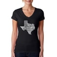 thumbnail image 1 of LA Pop Art Women's Word Art V-Neck T-Shirt - The Great State of Texas, 1 of 2