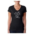 thumbnail image 1 of LA Pop Art Women's Word Art V-Neck T-Shirt - The Word Love in 44 Languages, 1 of 2