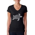 thumbnail image 1 of LA Pop Art Women's Word Art V-Neck T-Shirt - Turtle, 1 of 2