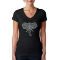 thumbnail image 1 of LA Pop Art Women's Word Art V-Neck T-Shirt - Tusks, 1 of 2