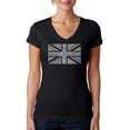 thumbnail image 1 of LA Pop Art Women's Word Art V-Neck T-Shirt - UNION JACK, 1 of 2