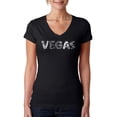 thumbnail image 1 of LA Pop Art Women's Word Art V-Neck T-Shirt - VEGAS, 1 of 2