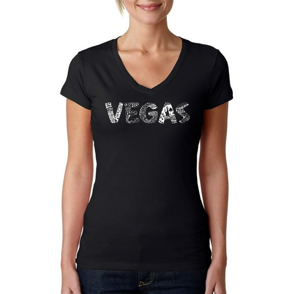 LA Pop Art Women's Word Art V-Neck T-Shirt - VEGAS
