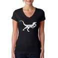 thumbnail image 1 of LA Pop Art Women's Word Art V-Neck T-Shirt - Velociraptor, 1 of 2