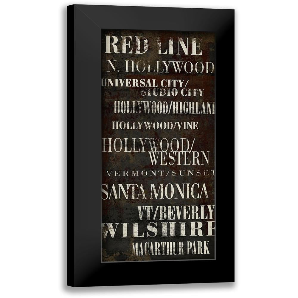 LA Red Line 10x18 Black Modern Framed Museum Art Print Titled - Art ...