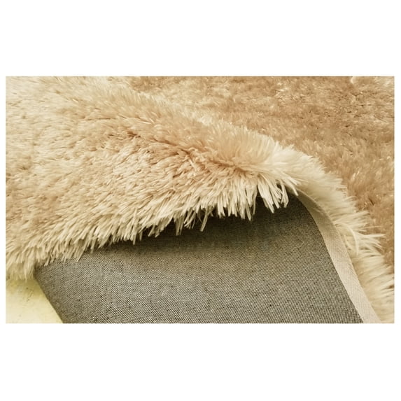 Snowy Shag SN-55 Polyester 7'3"x10' Machine Woven Area Rug in Light Brown