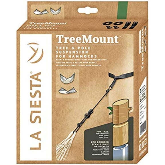 LA SIESTA TreeMount Black - Tree and Pole Suspension Set for Hammocks