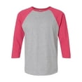 thumbnail image 1 of LA T Adult Vintage Baseball T-Shirt - Heather/ Hot pink - 2XL, 1 of 2