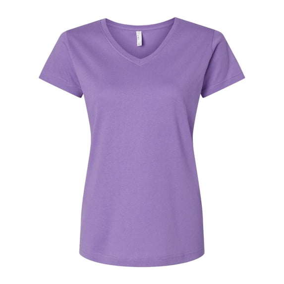 LA T Women's Designer V-Neck Jersey T-Shirt, Lavender, X-Large. 3507