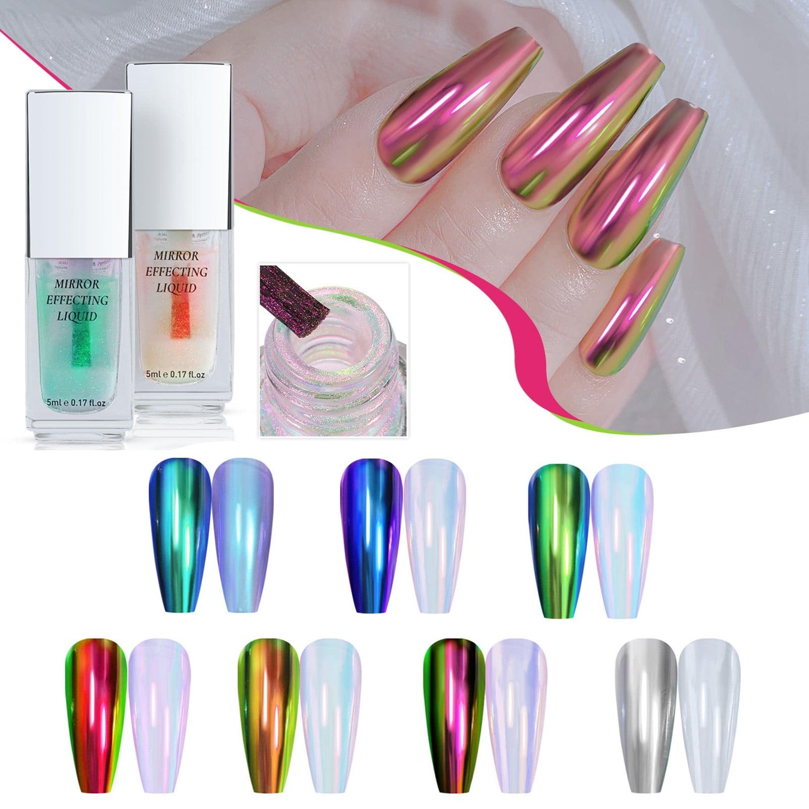 Zlekejiko Nail Rings for Acrylic Nails Nail 12 Color Nail Solid Loose  Powder Titanium Powder Air Cushion Pen Water Wave Mirror Chalk 