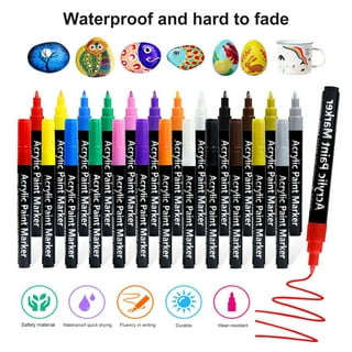 TSV Acrylic Paint Pens for Rock Painting, Stone, Ceramic, Glass, Wood,  Canvas - Set of 12 Acrylic Paint Markers - Medium Tip