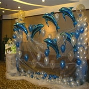 LA TALUS 10 Pcs Dolphin Aluminum Foil Balloons Wedding Birthday Party Christmas Decor Blue