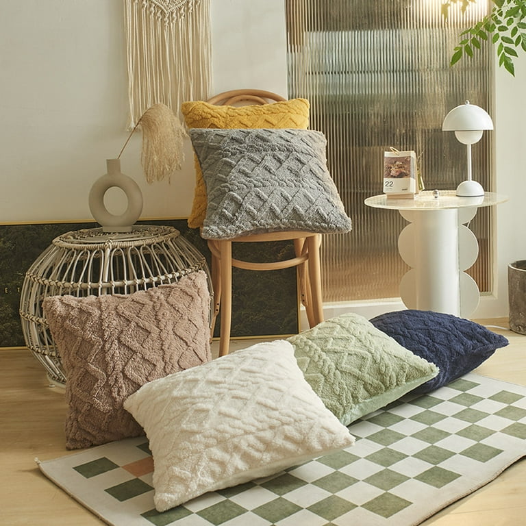 LA TALUS 45x45cm Square Pillow Case Jacquard Weave Solid Color