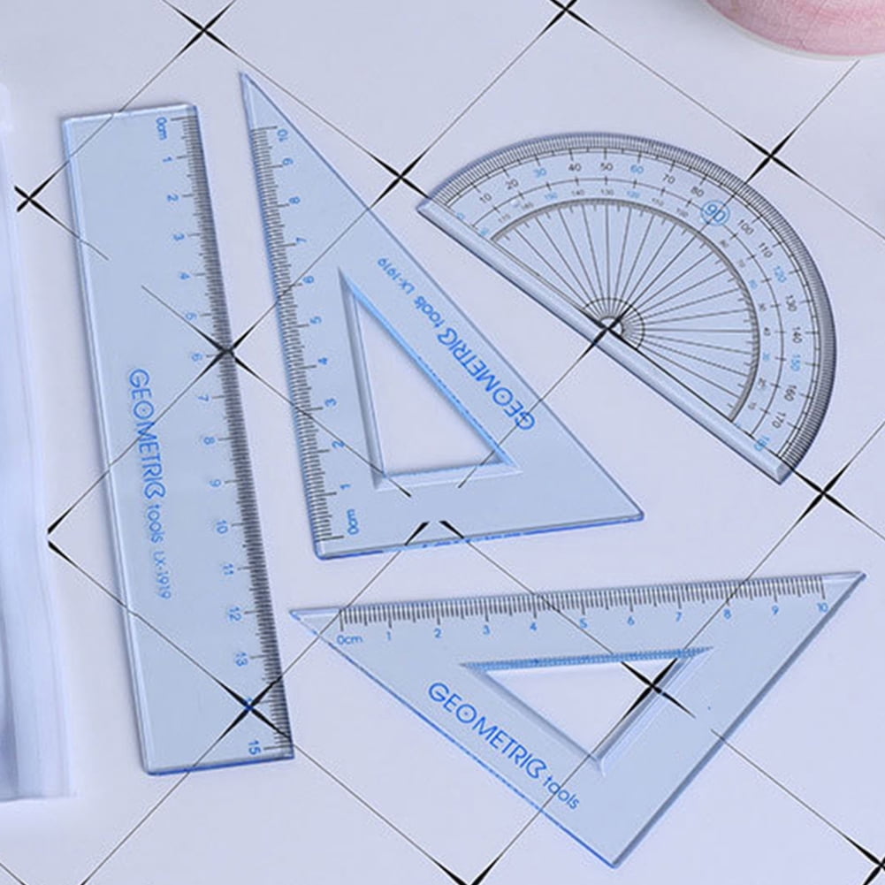 LA TALUS 4Pcs Drawing Measurement Math Geometry Triangle Ruler