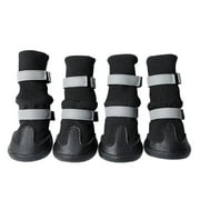 LA TALUS 4Pcs Winter Warm Waterproof Anti-Slip Snow Boots Dog Paw Protector Pet Supplies Black L