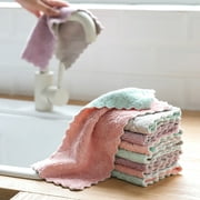 LA TALUS 5Pcs Water Absorbent Washing Dish Cloth Towel Rag Home Kitchen Clean Tablecloth Green Pink