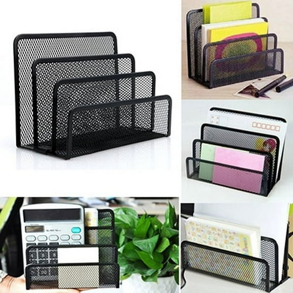 LA TALUS Black Mesh Letter Sorter Mail Business Document Tray Desk Office File Organiser Holder