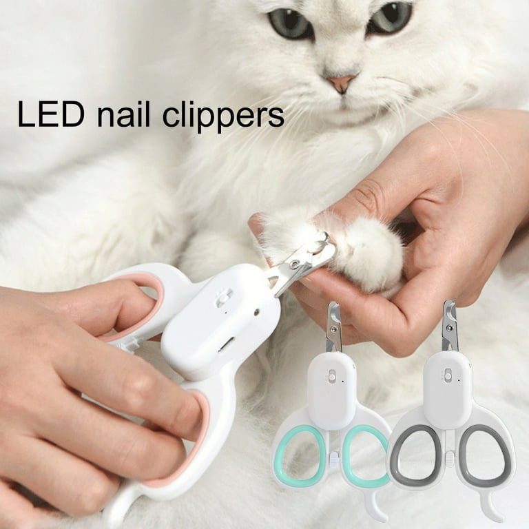 La Talus Cat Nail Clipper with Ultra Bright LED Lamp Safety Lock UV Light Design Sharp Angled Blade Pet Claw Trimmer Grooming Tool Grey One size Gray