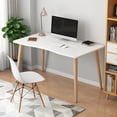 thumbnail image 1 of LA TALUS Computer Desk, Nordic Style Home Office Study Desk, Student Wood Writing Table, with Ergonomic Edge, Spacious Desktop - White, 1 of 13