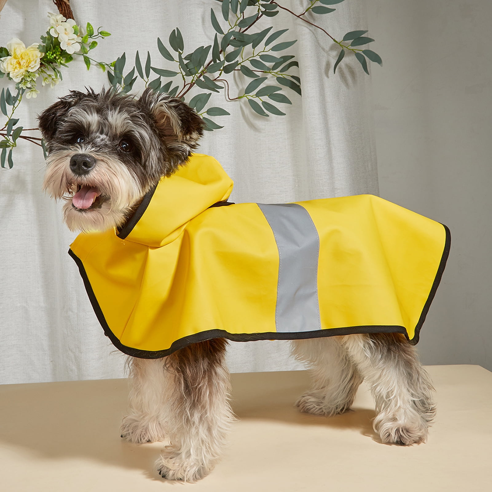 LA TALUS Dog Raincoat Reflective Strip Hooded Design Breathable