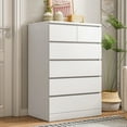 thumbnail image 1 of LA TALUS Dresser, White Dresser, Bedroom Dresser and Chests of Drawers, Tall Dresser with 6 Wood Drawers and Smooth Metal Rail, Large Wood Dresser for Bedroom Closet, White, 1 of 13