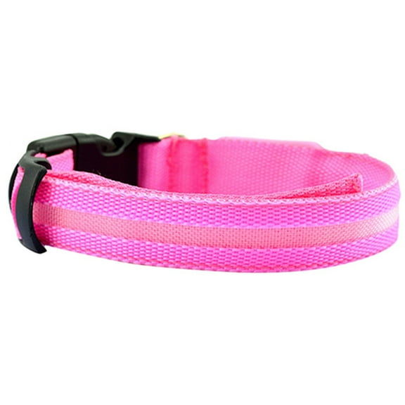 LA TALUS Puppy Dog Cat Night Safety Flashing Luminous LED Light Adjustable Pet Collar Pink L