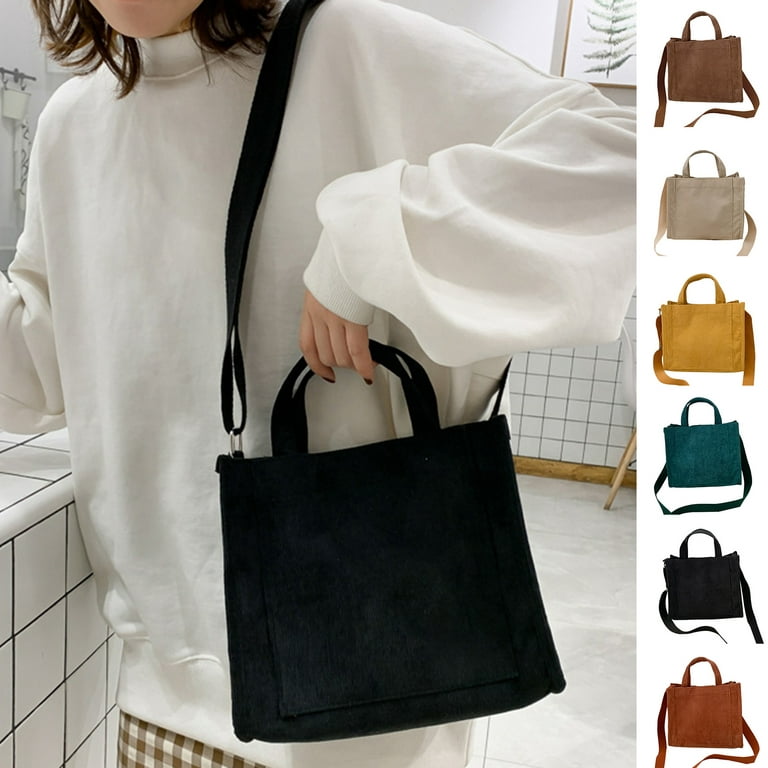 LA TALUS Shoulder Bag Solid Color Storage Corduroy Korean Style