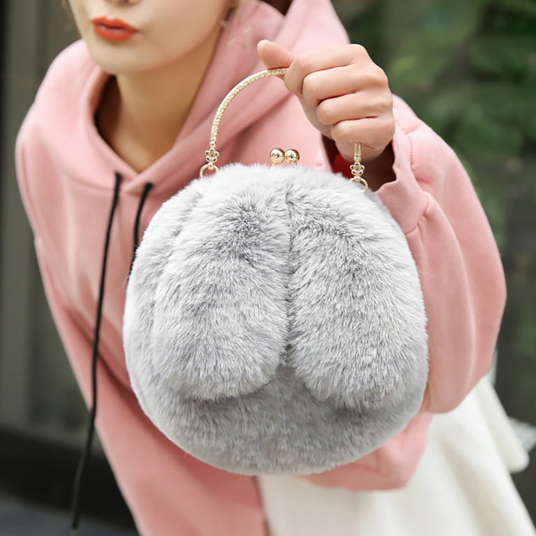 Rabbit fur online handbag