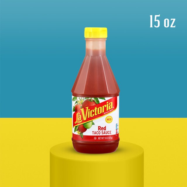 LA VICTORIA Red Taco Sauce, Medium, Liquid 15 oz Plastic Bottle