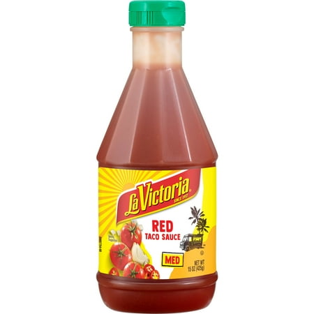 LA VICTORIA Red Taco Sauce, Medium, Shelf-Stable, 15 oz Plastic Bottle