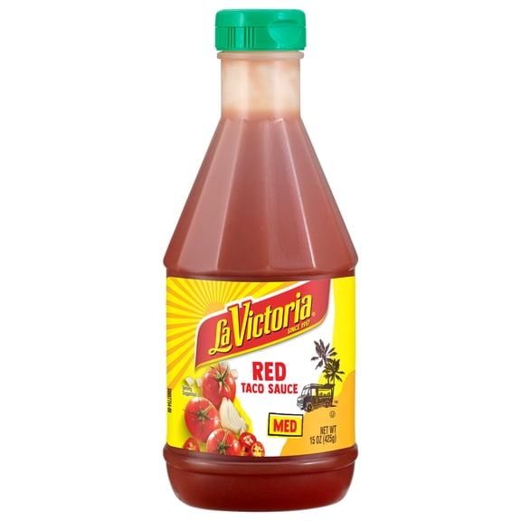 LA VICTORIA Red Taco Sauce Medium, Shelf Stable, 15 oz Plastic Squeeze Bottle