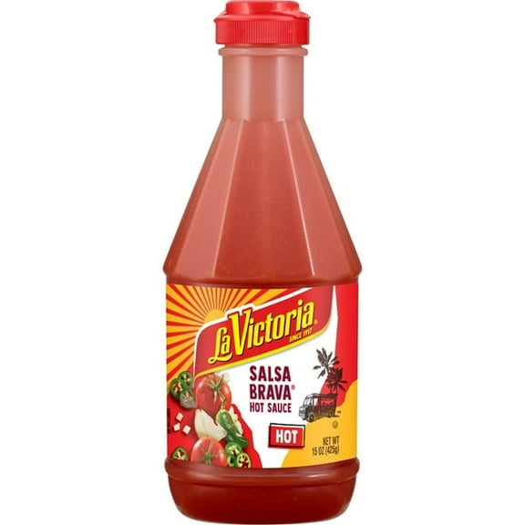 LA VICTORIA SALSA BRAVA Hot Sauce, Shelf Stable, 15 oz Plastic Squeeze Bottle(2 Packs)