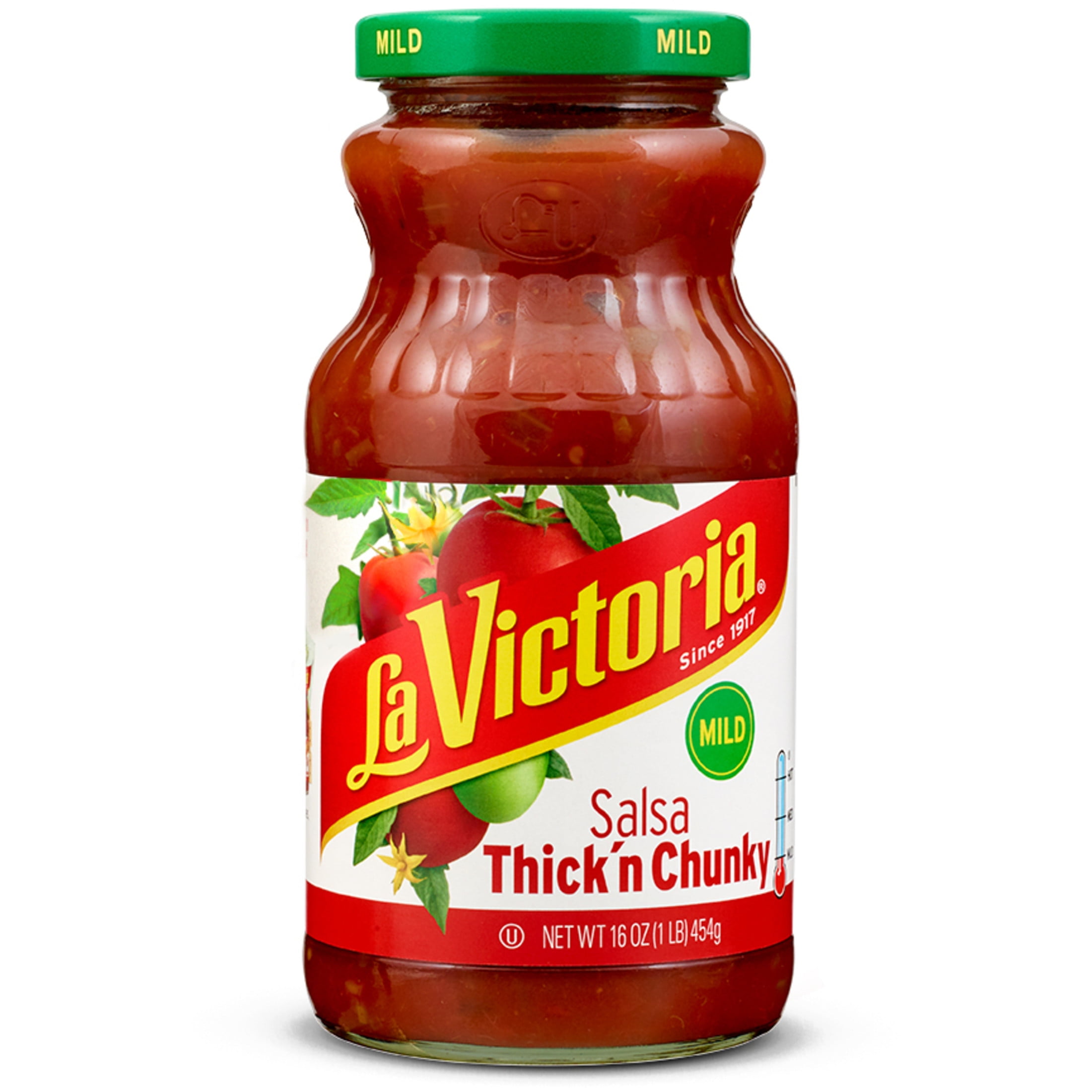 LA VICTORIA Thick and Chunky Salsa, Mild, Shelf-Stable, 16 oz Glass Jar