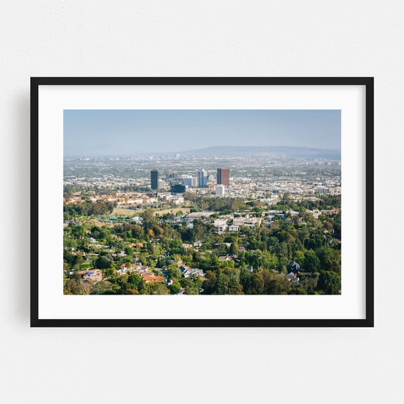 LA from Brentwood - Los Angeles California Photography City Skyline Architecture Landscape Scenic Black Framed Wall Art Print 5 x 7 inches