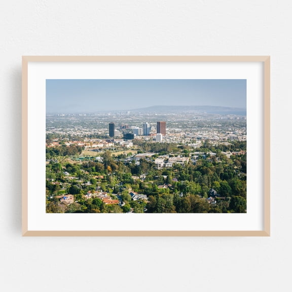 LA from Brentwood - Los Angeles California Photography City Skyline Architecture Landscape Scenic Oak Framed Wall Art Print 5 x 7 inches