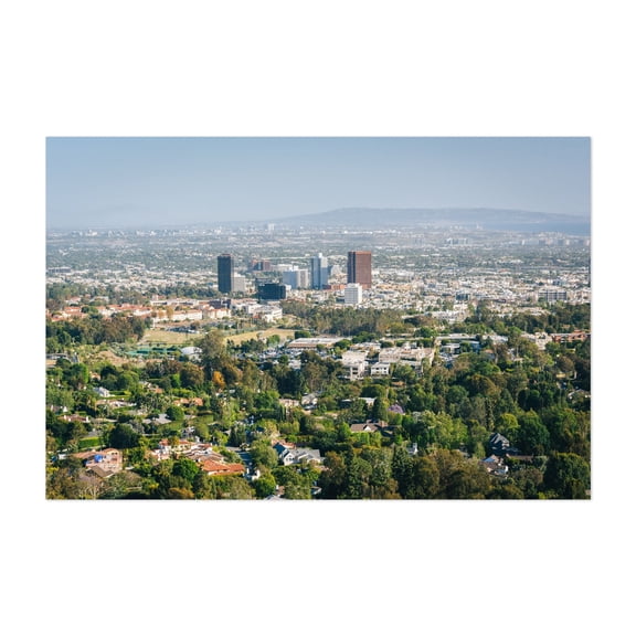 LA from Brentwood - Los Angeles California Photography City Skyline Architecture Landscape Scenic Unframed Wall Art Print 4 x 6 inches