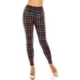 thumbnail image 1 of LA12ST Plaid Fleece Lined Zipper Leggings Trouser Pants, 1 of 4