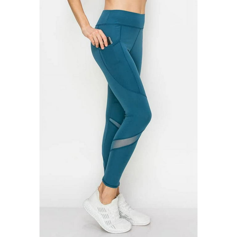 LA7 Calve Mesh Pocket Legging for Women for Gyming, Cycling, Yoga, Workout,  Large/X-Large, Blue Denim