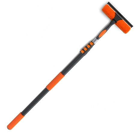 LAANPOLE 20FT Window Squeegee with Extension Pole, 2-in-1 Squeegee for Window Cleaning, Professional Cleaning Kit for Home with 12FT Telescoping Pole for Outdoor Indoor Use