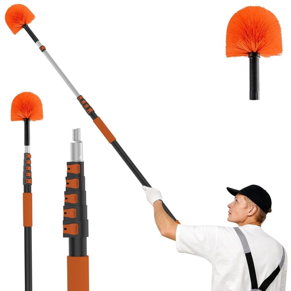LAANPOLE 24FT Cobweb Duster with Extension Pole, Spider Web Brush for Cleaning Extendable, Professional Ceiling and Corner Dusters for Outdoor Indoor Use