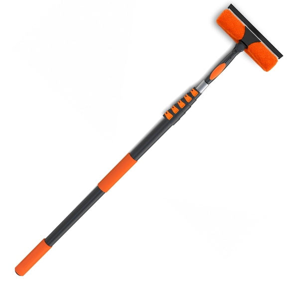 LAANPOLE 30FT Window Squeegee with Extension Pole, 2-in-1 Squeegee for Window Cleaning, Professional Cleaning Kit for Home with 24FT Telescoping Pole for Outdoor Indoor Use