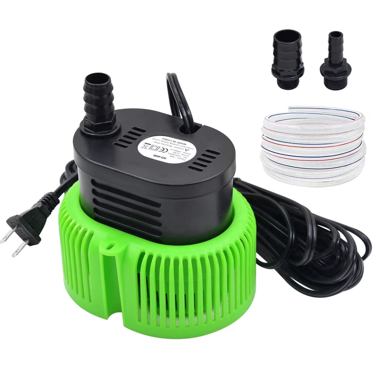 LAANPOLE Pool Cover Pump Above Ground - Submersible Sump Pump, Swimming Water Removal Pumps, with Drainage Hose & 25 Feet Extra Long Power Cord, 850 GPH inGround, 3 Adapters Green
