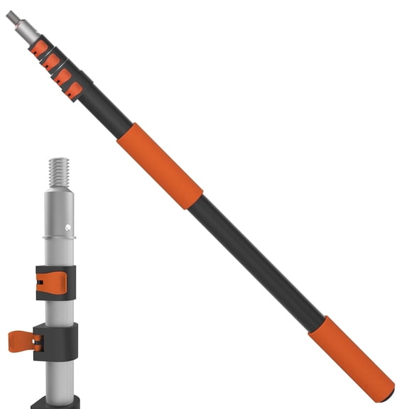LAANPOLE Telescoping Pole, 3-12FT Aluminum Extension Pole(20FT Reach), Multi-Purpose Paint Roller for Painting, Dusting and Cleaning