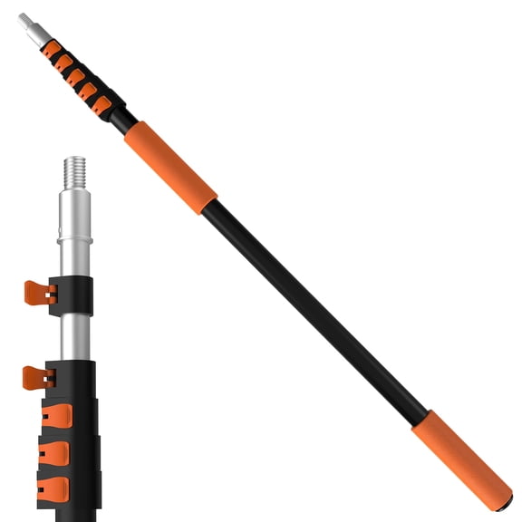 LAANPOLE Telescoping Pole, 5-24FT Aluminum Extension Pole(30FT Reach), Multi-Purpose Paint Roller for Painting, Dusting and Cleaning