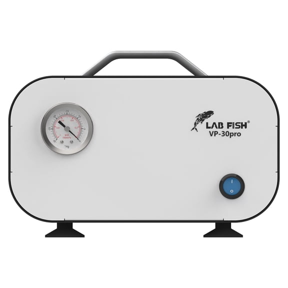 LAB FISH 30L/min Oil-Free Diaphragm Vacuum Pump with Pressure Gauge, Dual Use for Vacuum & Blowing, Adjustable 0-0.085MPa, for Lab Filtration, Research, Industry