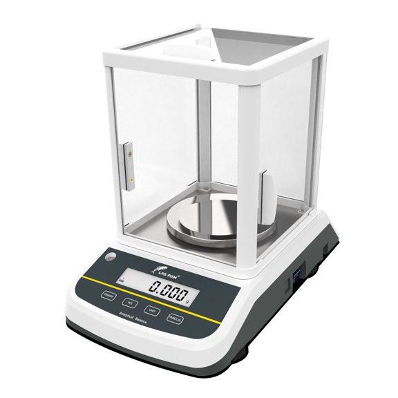 LAB FISH Analytical Balance 300g x 0.001g, High Precision Lab Scale with Dual Backlit LCD Display, External Calibration, Glass Windshield for Jewelry, Pharmacy, Laboratory Use