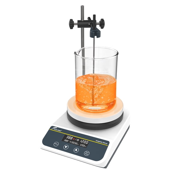 LAB FISH Digital Magnetic Stirrer Hot Plate with Timer, 5.2 inch, 310C/590F, 50-1500 RPM, 3L Capacity, External Temp Probe & Stir Bar, 110V - Lab, Research, Chemistry Hot Plate